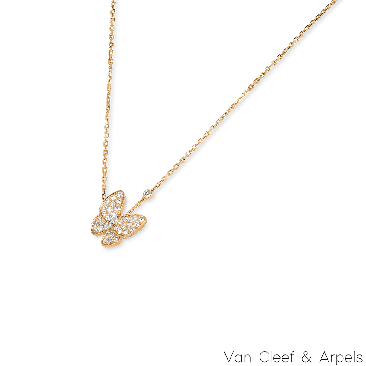 Van Cleef & Arpels Yellow Gold Diamond Two Butterfly Pendant VCARP3DP00